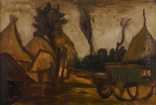 Farmstead In Snellegem (ca. 1928) Oil Painting by Constant Permeke