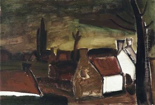 Landscape With Red Roofs In Jabbeke (ca. 1930) Oil Painting by Constant Permeke