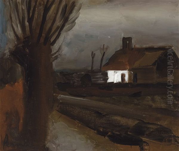 Farm And Willow Oil Painting by Constant Permeke