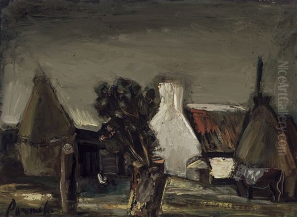 Ferme Et Deux Meules De Foin Oil Painting by Constant Permeke