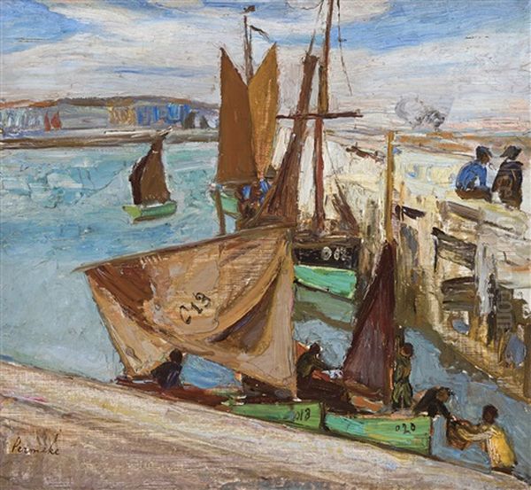 Le Port D'ostende Oil Painting by Constant Permeke