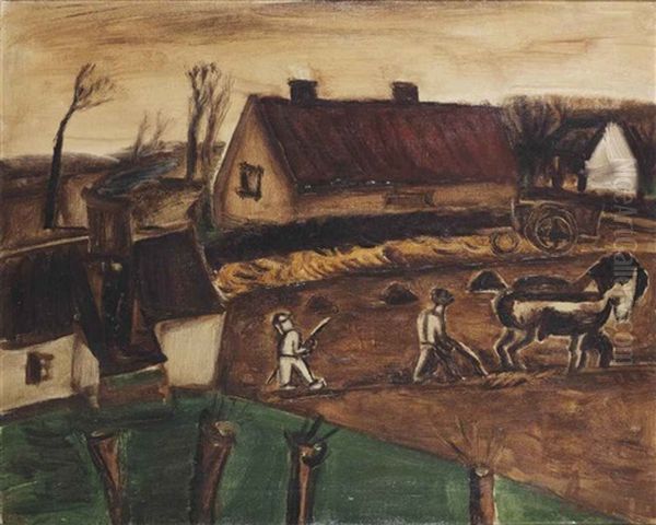 Farmers Working The Land Oil Painting by Constant Permeke