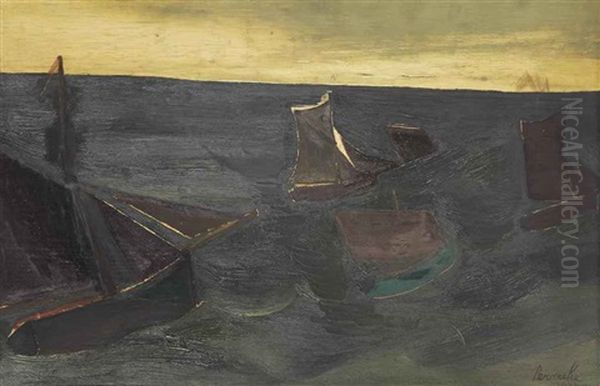 Fishing Vessels Oil Painting by Constant Permeke