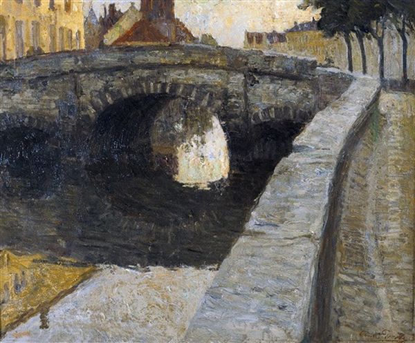 Vue Sur Le Pont Augustin A Bruges Oil Painting by Constant Permeke