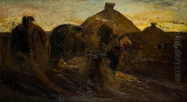 Meules De Foin Au Crepuscule Oil Painting by Constant Permeke