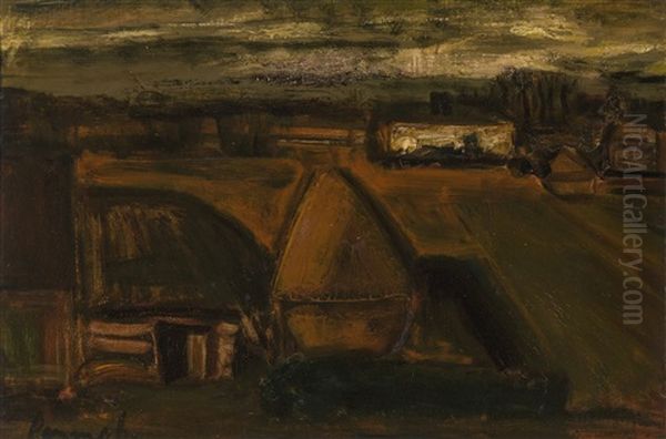 Paysage Avec Ferme Et Meule Oil Painting by Constant Permeke