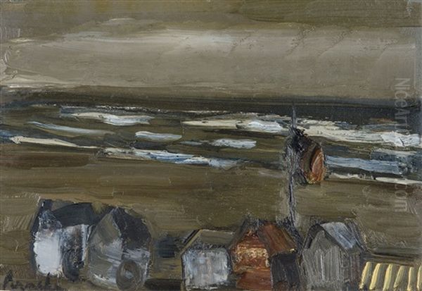 Plage Et Cabines De Plage Oil Painting by Constant Permeke