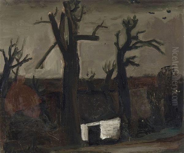 Paysage Avec Ferme Et Meule Oil Painting by Constant Permeke