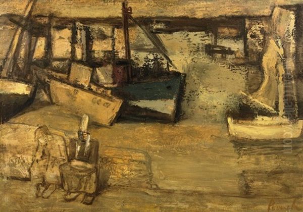 Port Breton: In The Harbour, Brittany Oil Painting by Constant Permeke