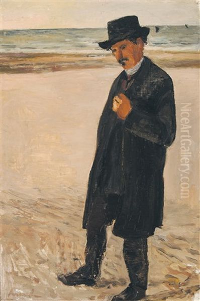 Portret Van Dichter August Vanhoutte Op Het Strand Oil Painting by Constant Permeke