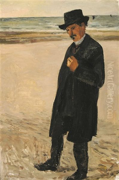 Portrait Du Poete August Vanhoutte A La Plage Oil Painting by Constant Permeke