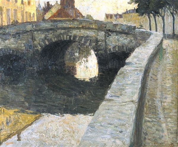 Zicht Aan De Augustijnenbrug Te Brugge Oil Painting by Constant Permeke