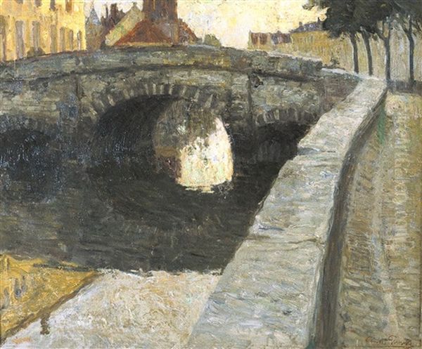 Zicht Aan De Augustijnenbrug Te Brugge Oil Painting by Constant Permeke