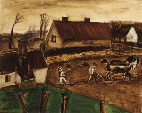 La Ferme Aux Toits Rouges Oil Painting by Constant Permeke