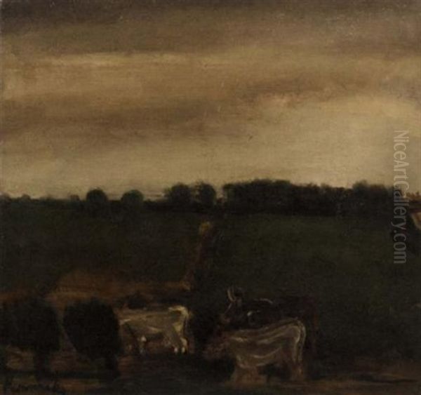 Cows In A Landscape Oil Painting by Constant Permeke