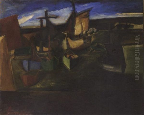 The Harbour Of Ostend Oil Painting by Constant Permeke