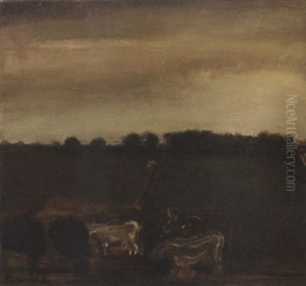 Cows In A Landscape Oil Painting by Constant Permeke