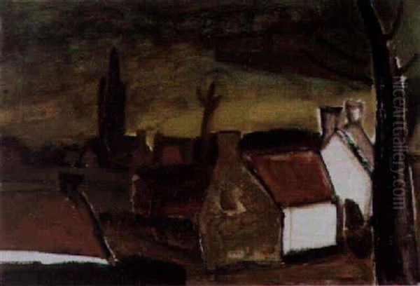 Landschap Met Rode Daken Te Jabbeke Oil Painting by Constant Permeke