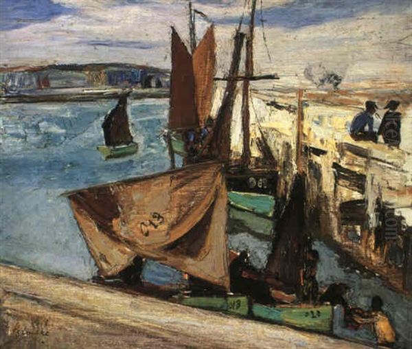 Bateaux De Peche Dans Le Port D'ostende Oil Painting by Constant Permeke