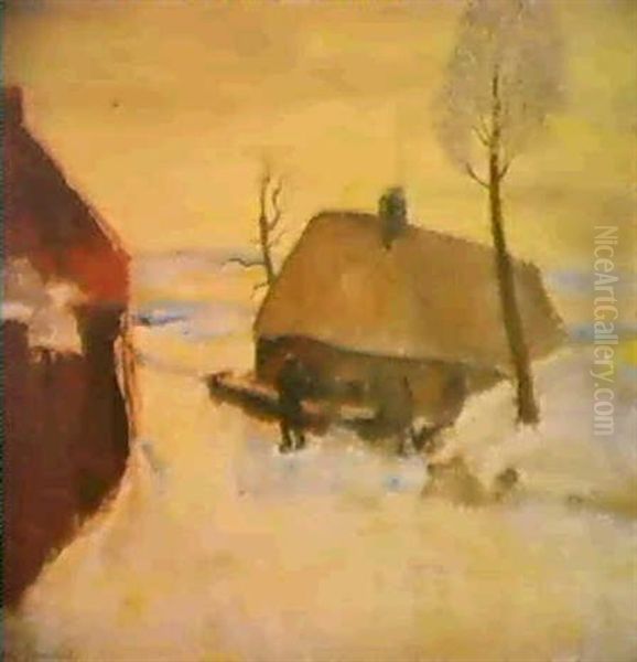 Sneeuwlandschap. Paysage De Neige. Oil Painting by Constant Permeke