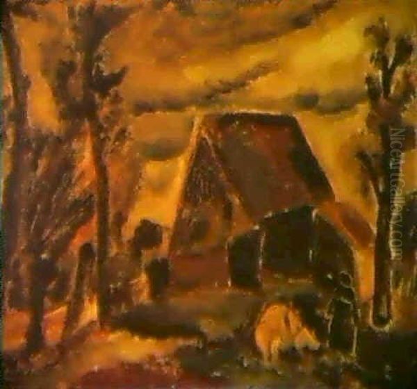 Bij De Hoeve. Pres De La Ferme. Oil Painting by Constant Permeke