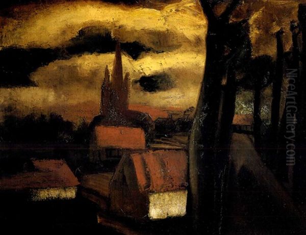 Les Toits Rouge Oil Painting by Constant Permeke