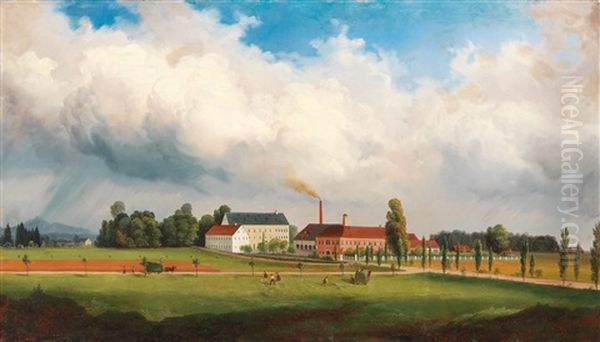 The White-lead Factory Of The Puntschart Family In Ebental/ Klagenfurt Oil Painting by Marcus Pernhart