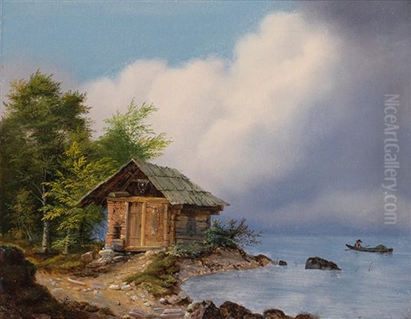 Fisherman's Cottage At Maria Loretto On The Worthersee Oil Painting by Marcus Pernhart