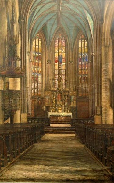 Ehemaliger Innenraum Der Eggenfeldenen Stadtkirche Oil Painting by Josefa Pernstich