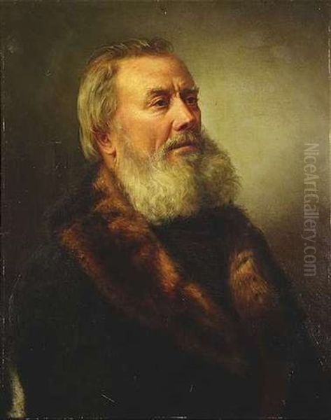 Bildnis Eines Bartigen Herrn Mit Pelzkragen Oil Painting by Vasili Grigorevich Perov