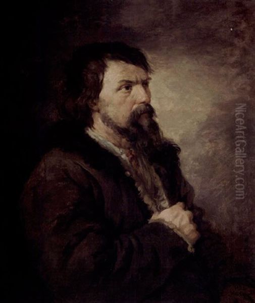 Portrait Of A Bearded Man Oil Painting by Vasili Grigorevich Perov