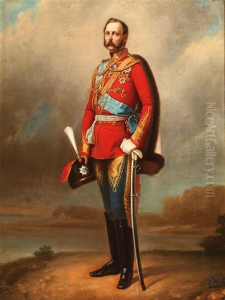 Portrait Of Tsar Alexander Ii Oil Painting by Vladimir Vasilievich Perov