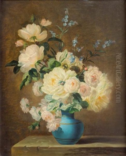 Bouquet De Pivoines Dans Un Vase Oil Painting by Andre Perrachon