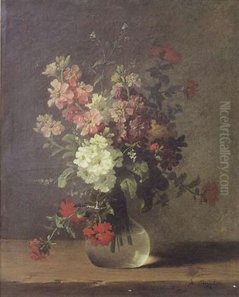 Bouquet De Fleurs Dans Un Vase Oil Painting by Andre Perrachon