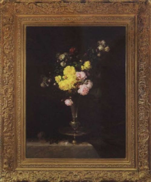 Floral Still Life Oil Painting by Andre Perrachon