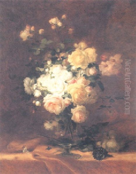 Un Bouquet De Roses Oil Painting by Andre Perrachon