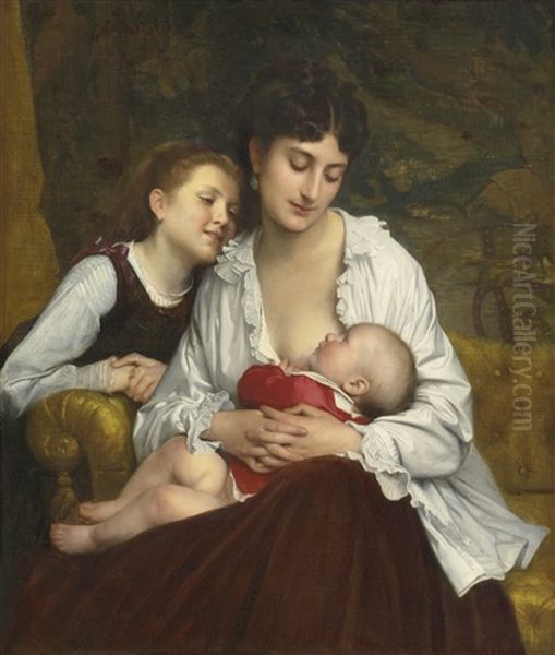 Motherly Love Oil Painting by Leon Jean Basile Perrault