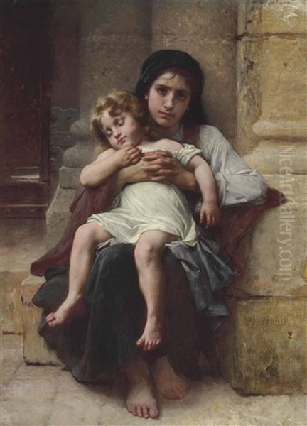 Les Enfants De Paysan Oil Painting by Leon Jean Basile Perrault