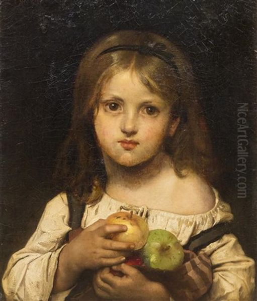 Young Girl With Apples Oil Painting by Leon Jean Basile Perrault