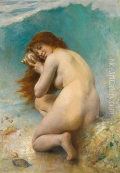 Nymphe Des Eaux Oil Painting by Leon Jean Basile Perrault