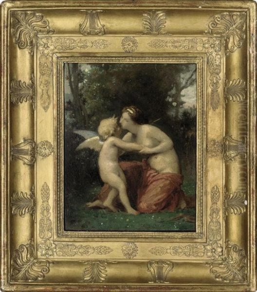 Venus And Cupid Oil Painting by Leon Jean Basile Perrault