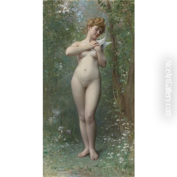 Venus A La Colombe Oil Painting by Leon Jean Basile Perrault