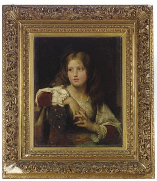 Il Penseroso - A Pensive Maiden Oil Painting by Leon Jean Basile Perrault