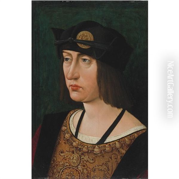 Portrait Of Louis Xii, King Of France Oil Painting by Jean (Jean de Paris) Perreal