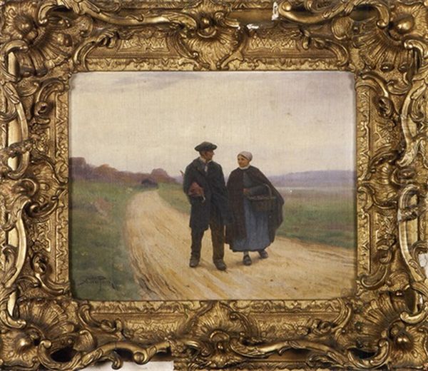 Promenade En Campagne Oil Painting by Aime Perret