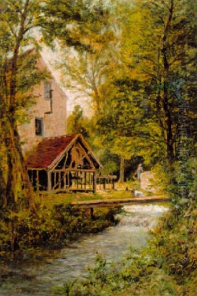 The Old Mill Oil Painting by Georges Leon Alfred Perrichon