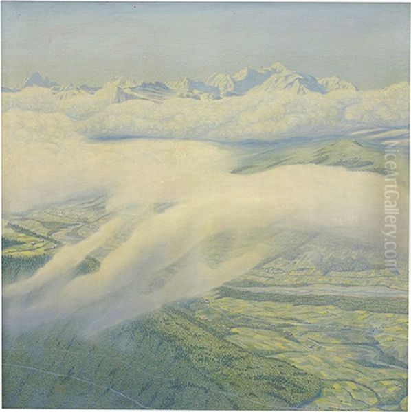 Nuages En Montagnes Oil Painting by Alexandre Perrier