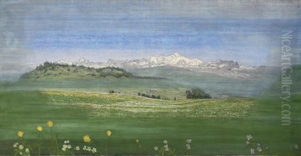 Vue Du Mont-blanc (view Of Mont-blanc) Oil Painting by Alexandre Perrier