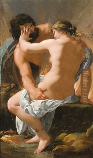 Jupiter And Semele Oil Painting by Francois (le Bourguignon) Perrier