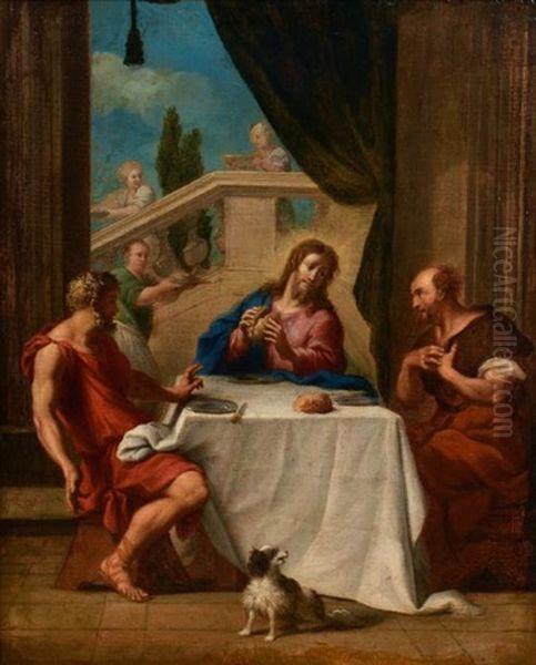 Les Pelerins D'emmaus Oil Painting by Francois (le Bourguignon) Perrier